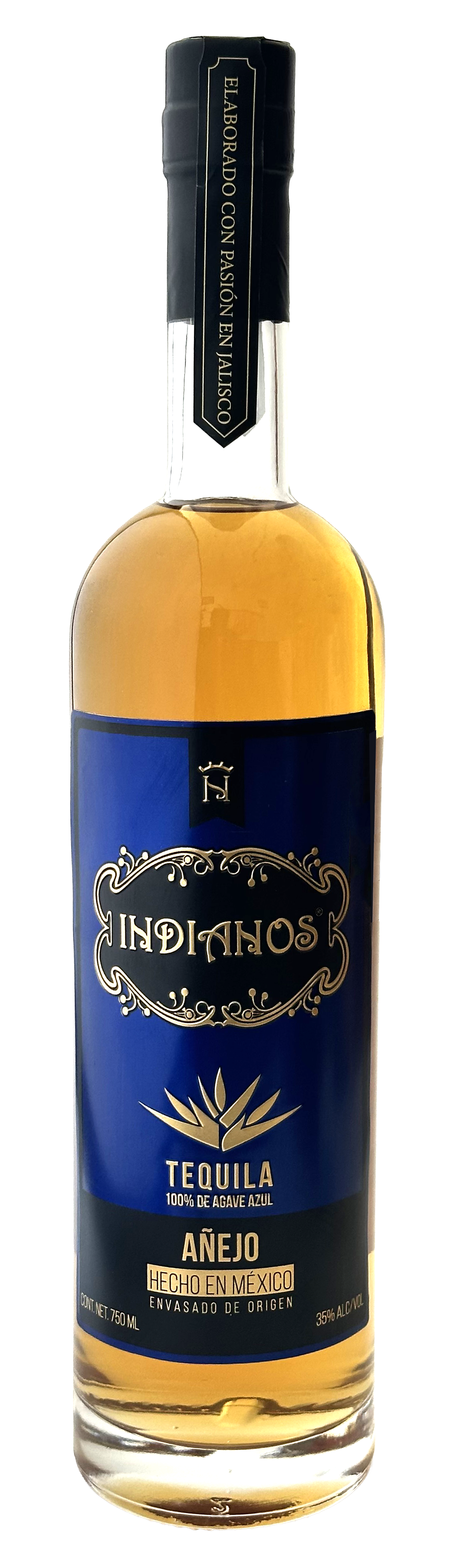 Botella de tequila Añejo Indianos