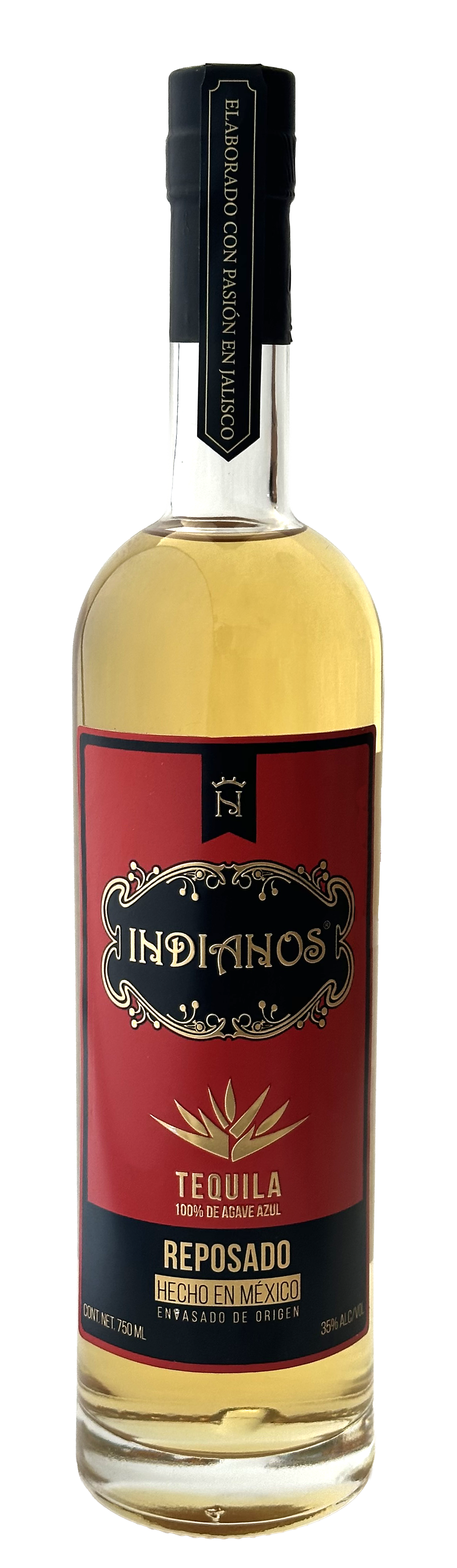 Botella de tequila Reposado Indianos